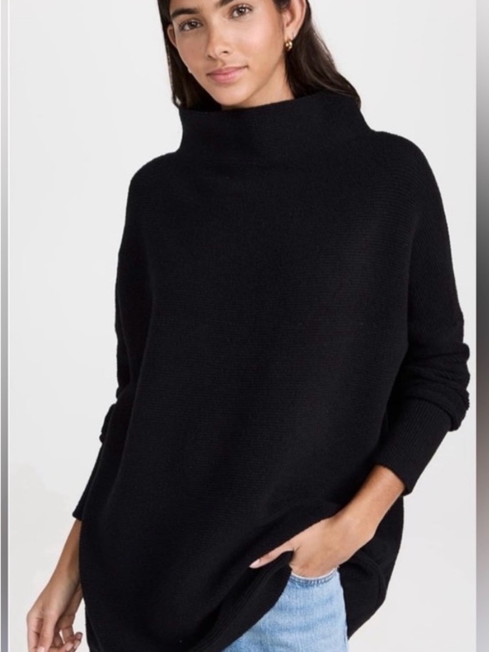 Free People Ottoman Slouchy Oversized Cowl Neck Sweater Black